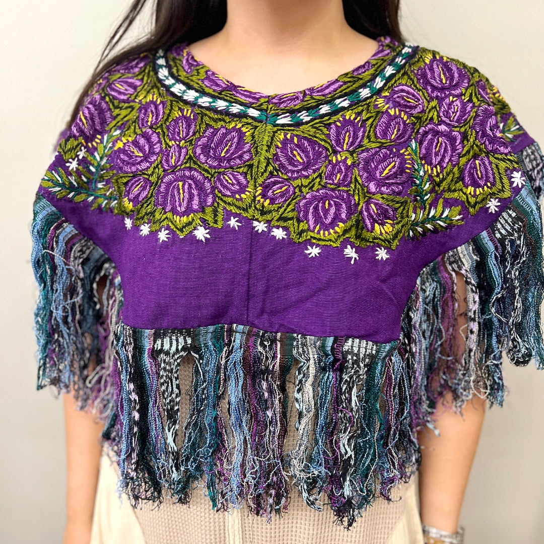 Embroidered Cape: Purple Florals