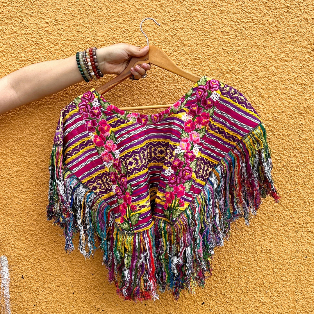 Embroidered Cape: Yellow Floral Band