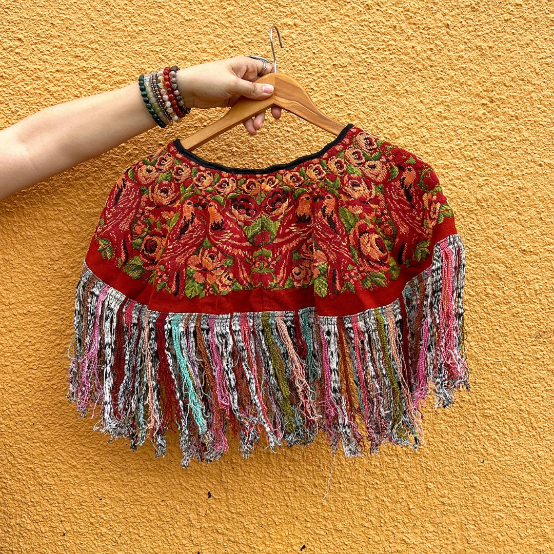 Embroidered Cape: Birds & Flowers