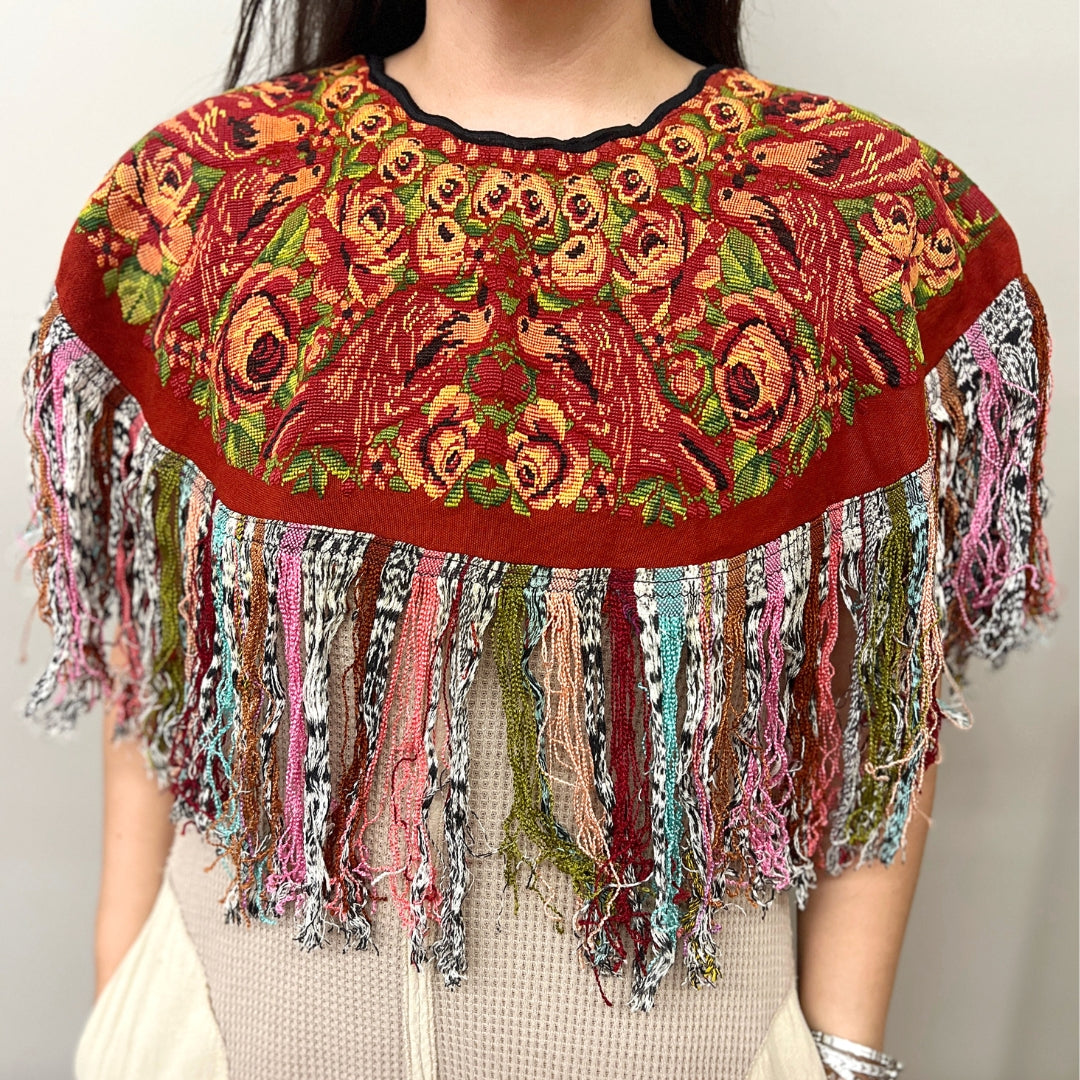 Embroidered Cape: Birds & Flowers