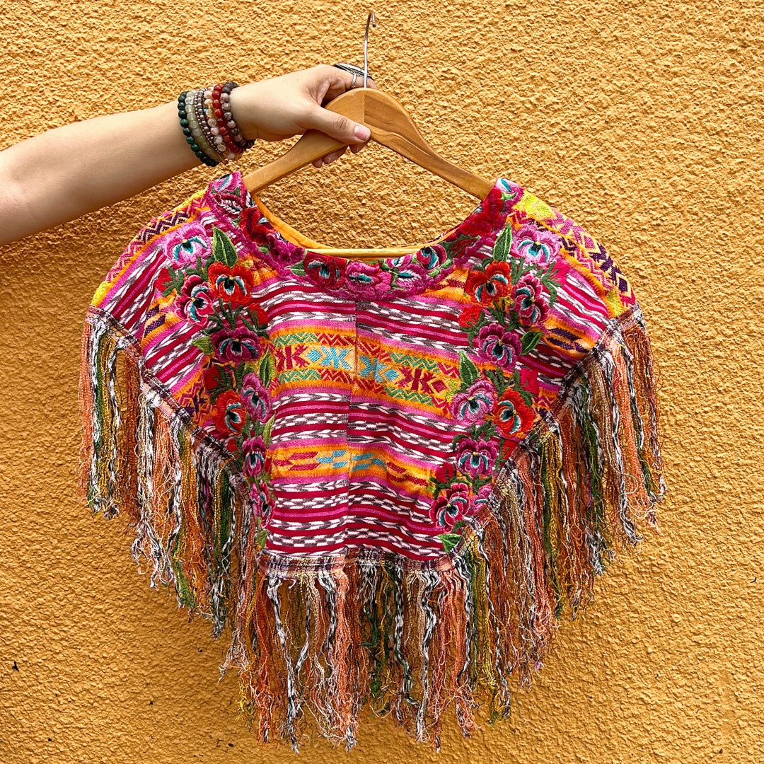 Embroidered Cape: Orange Floral Band