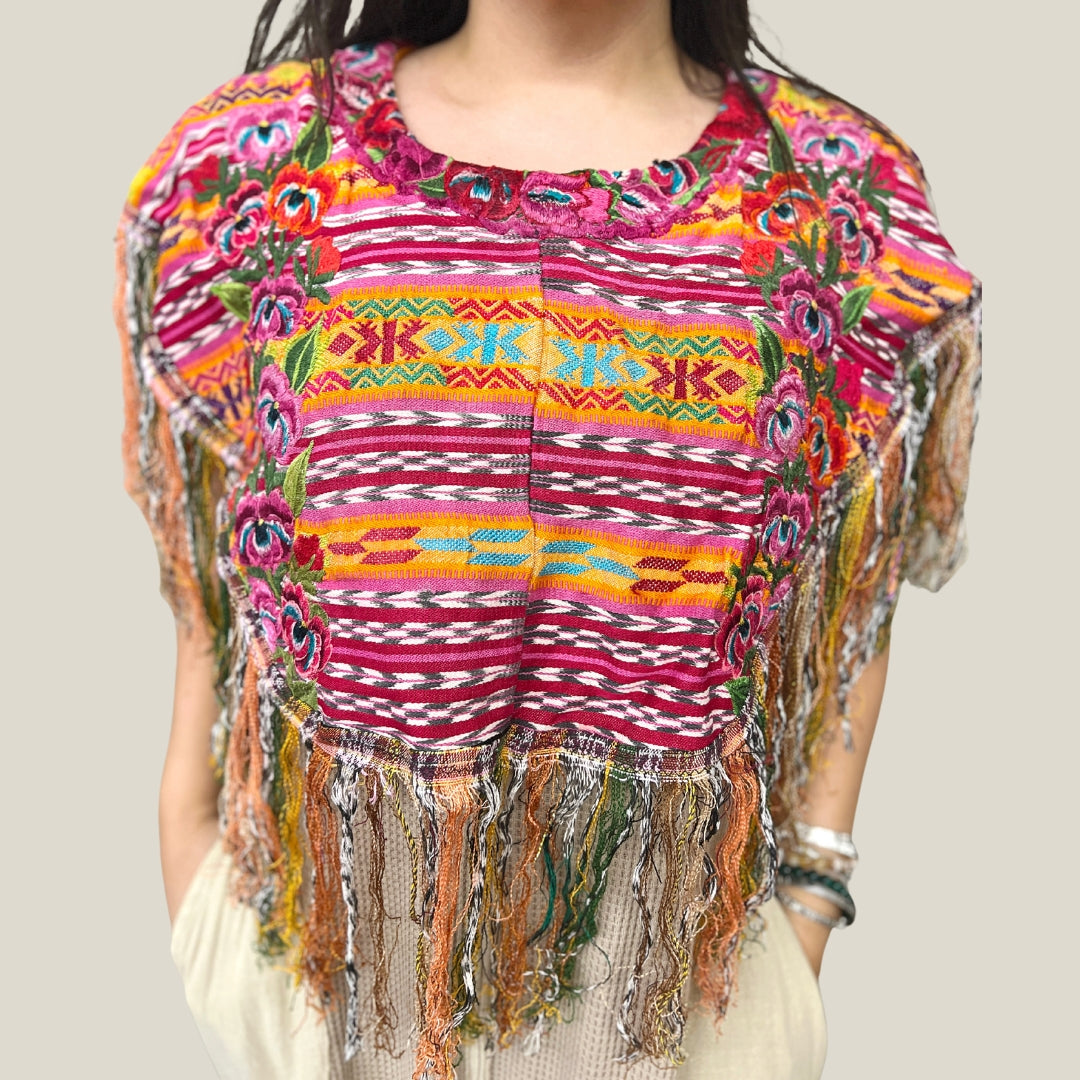 Embroidered Cape: Orange Floral Band