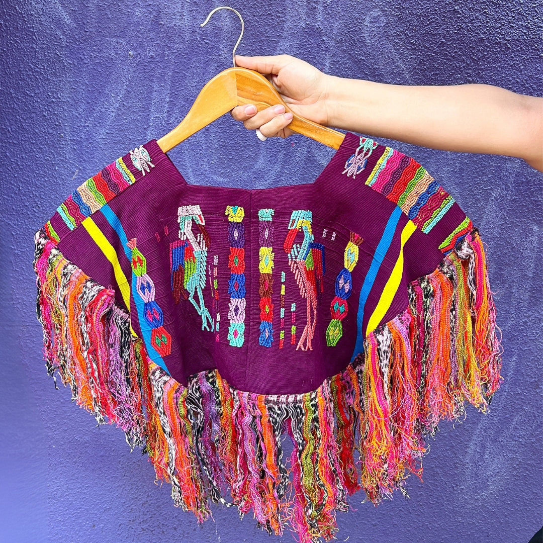 Embroidered Cape: Plum Cranes