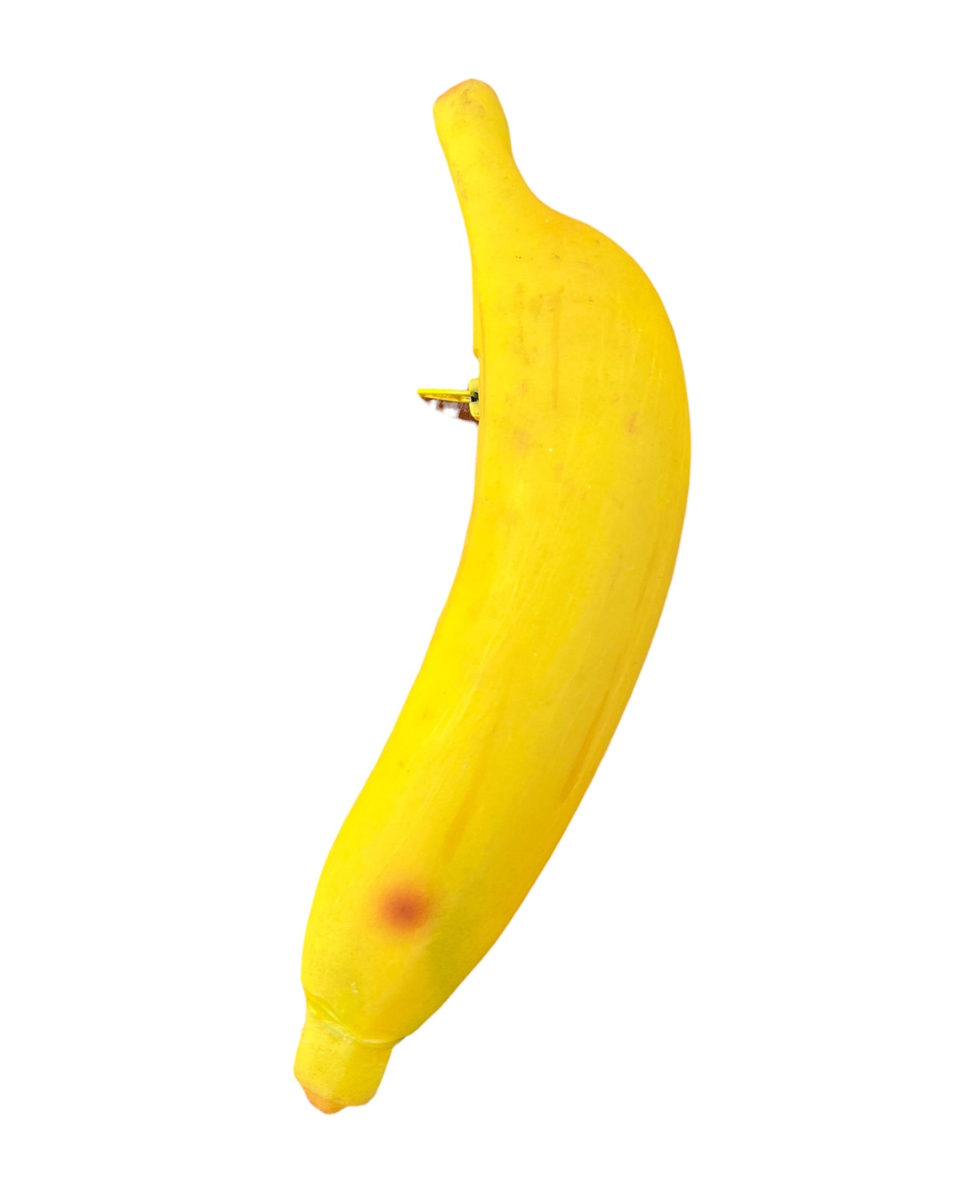 Yellow banana coin purse on a white background