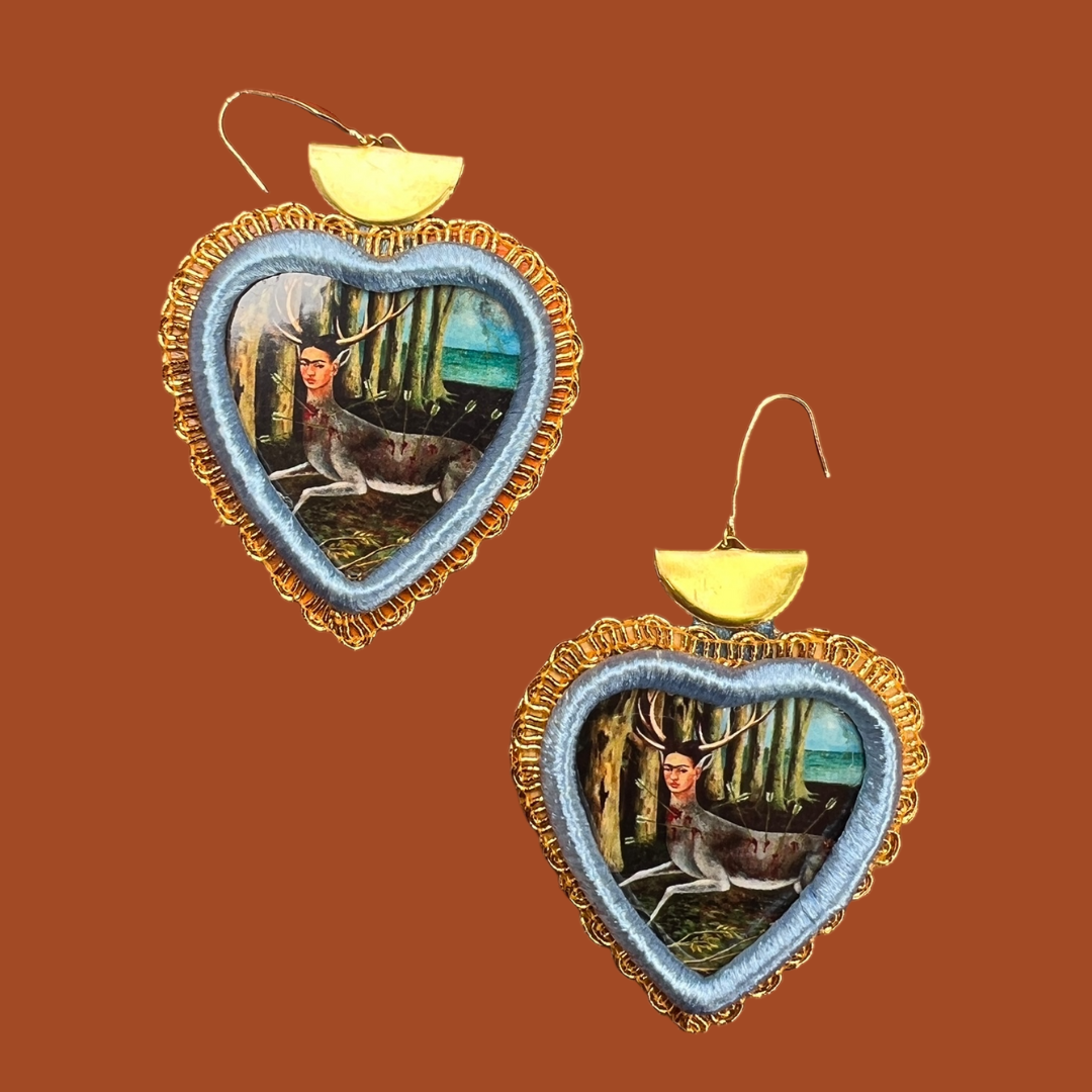 Corazón Icon Earrings: Frida Light Blue Heart Style C