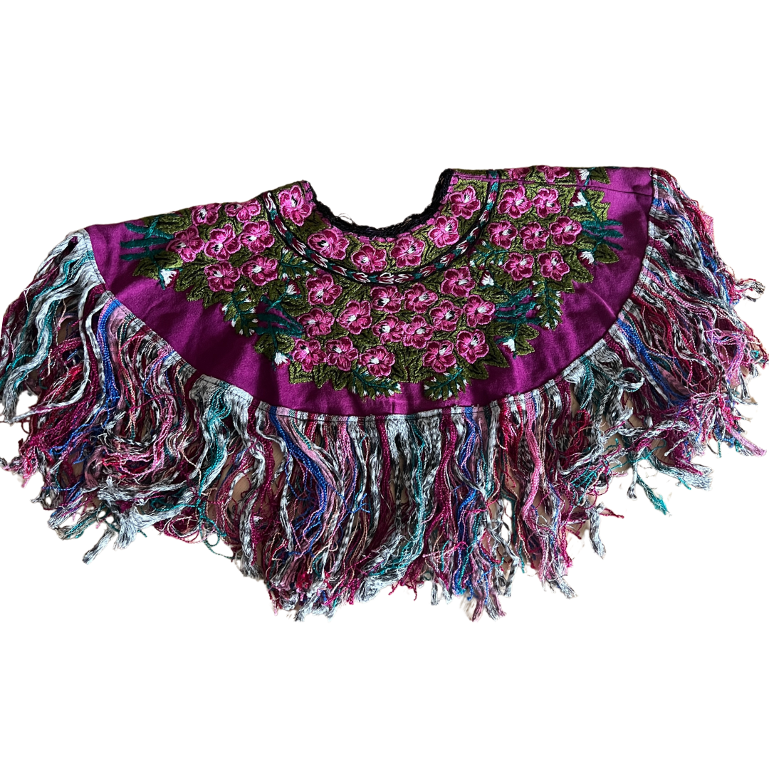 Embroidered Cape: Fuchsia Flowers