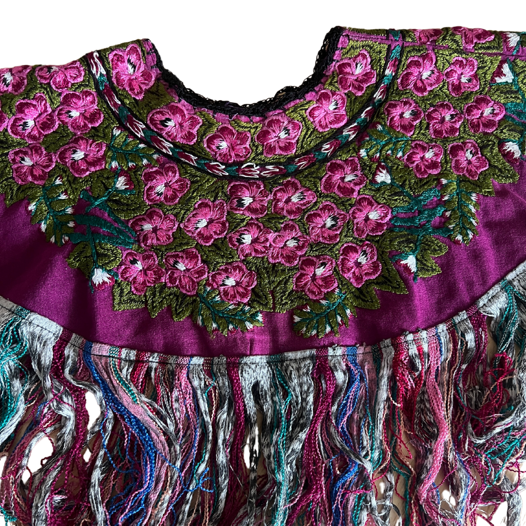 Embroidered Cape: Fuchsia Flowers