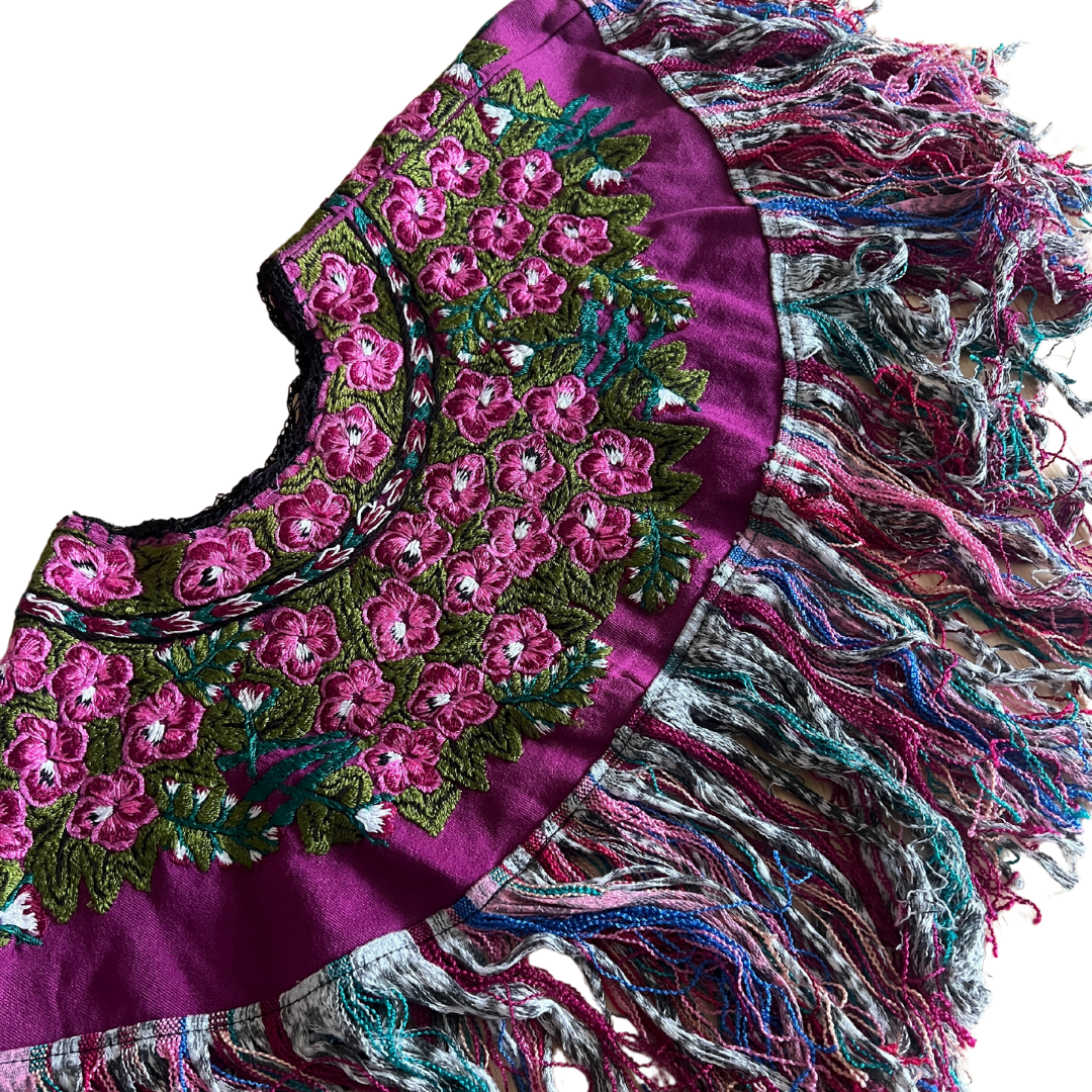 Embroidered Cape: Fuchsia Flowers