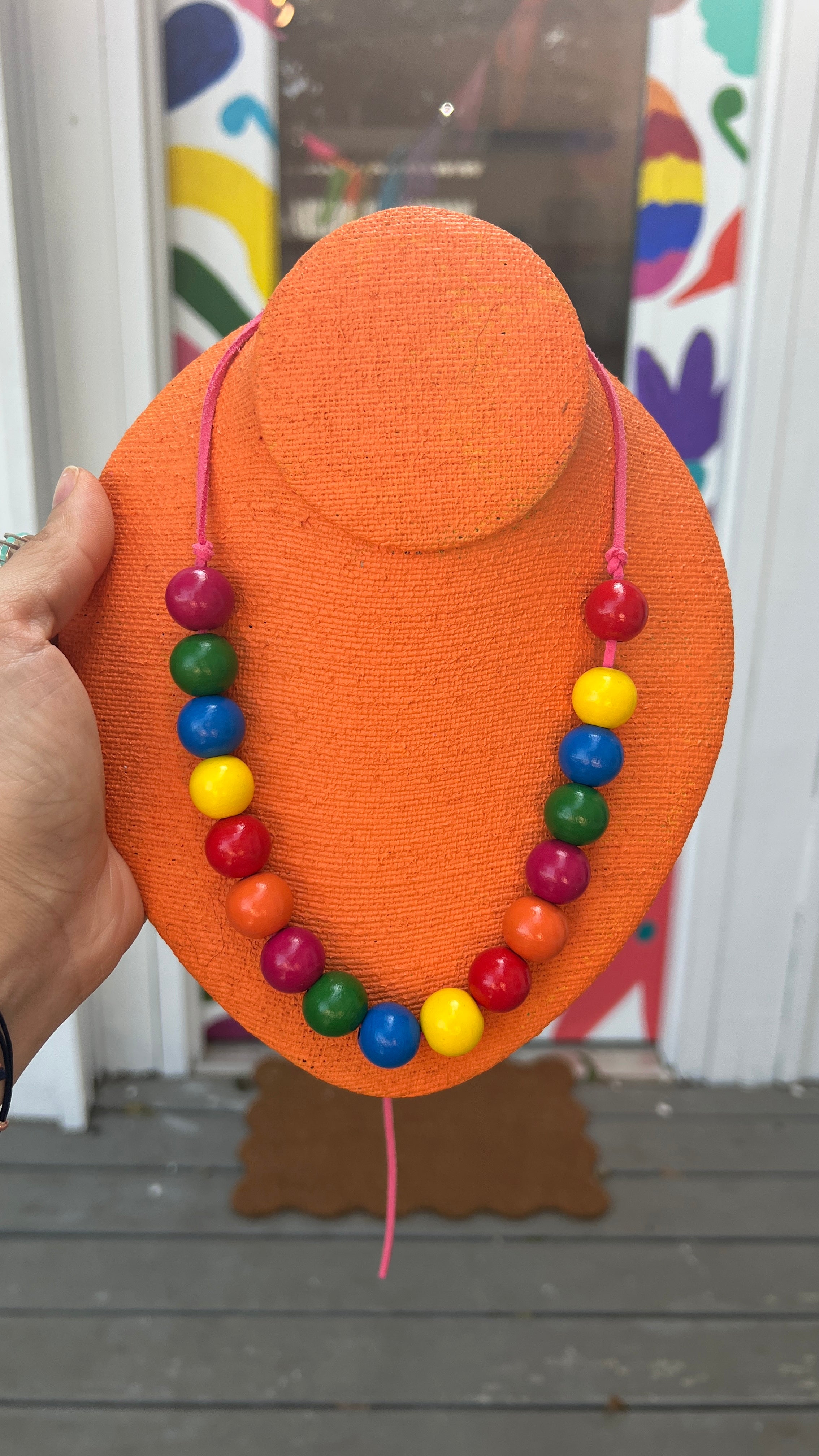 Chunky Beaded Tie Necklace