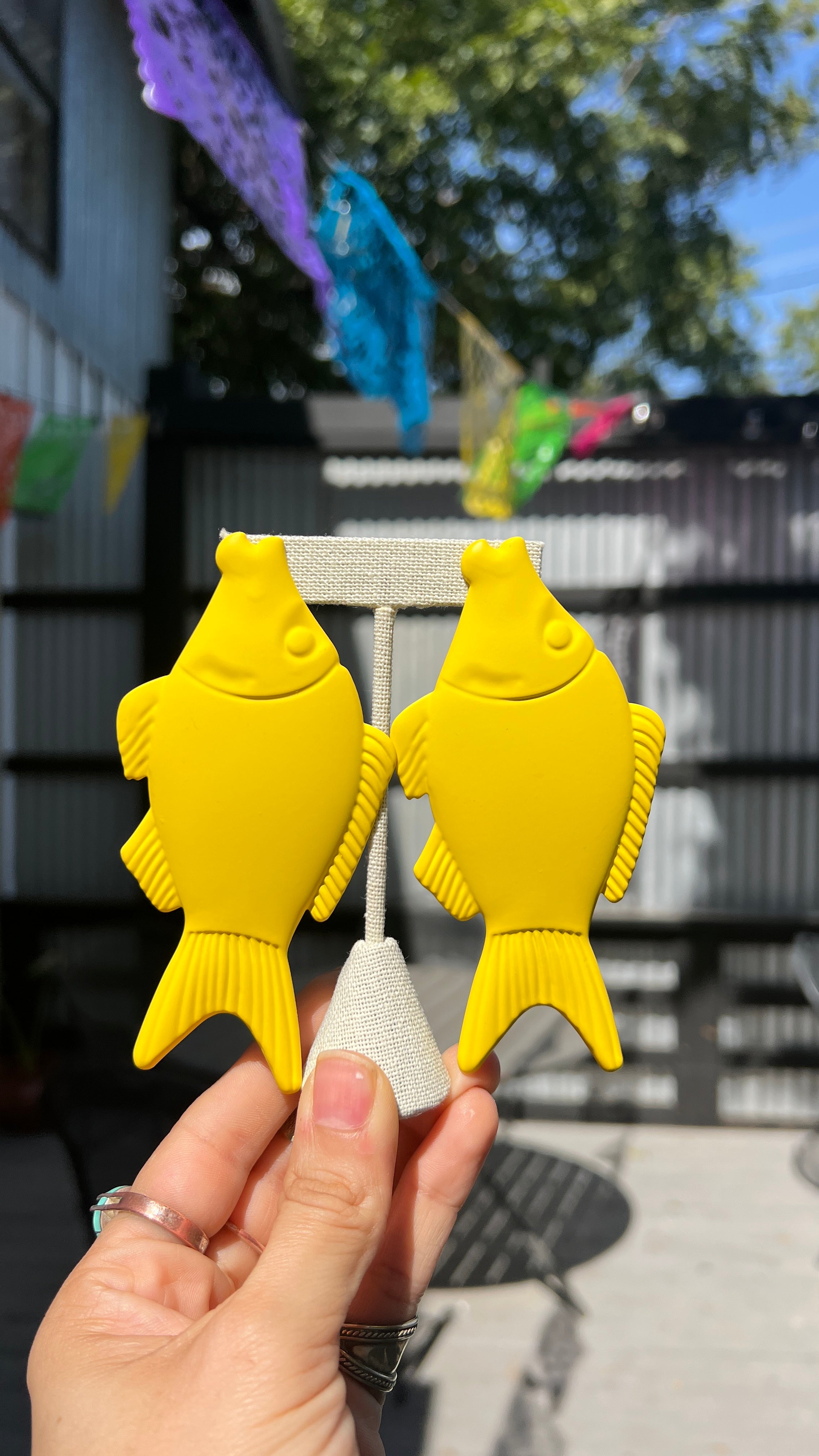 XL Yellow Fish Earrings