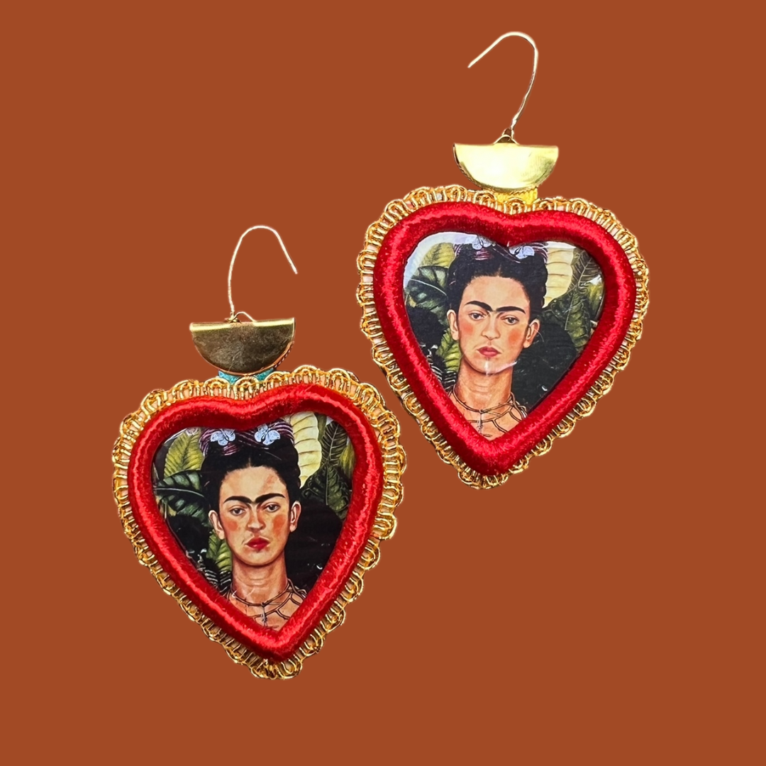 Corazón Icon Earrings: Frida Red Heart Style A