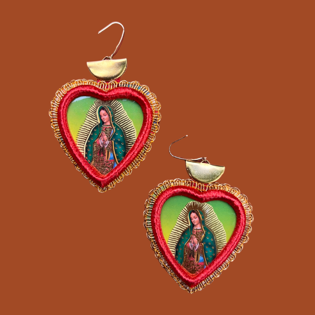 Corazón Icon Earrings: Red Guadalupe