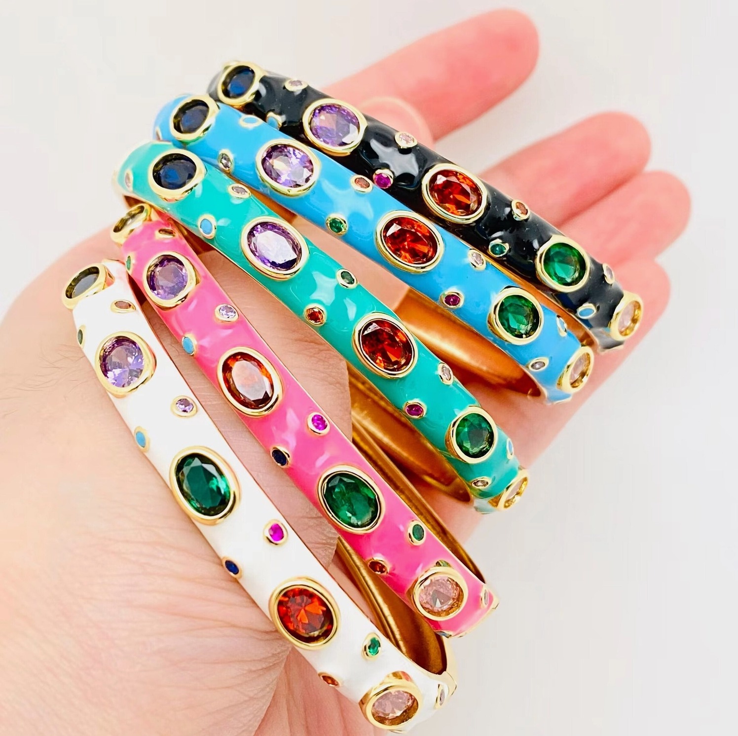 Inlaid Gold Plated Enamel Bangle