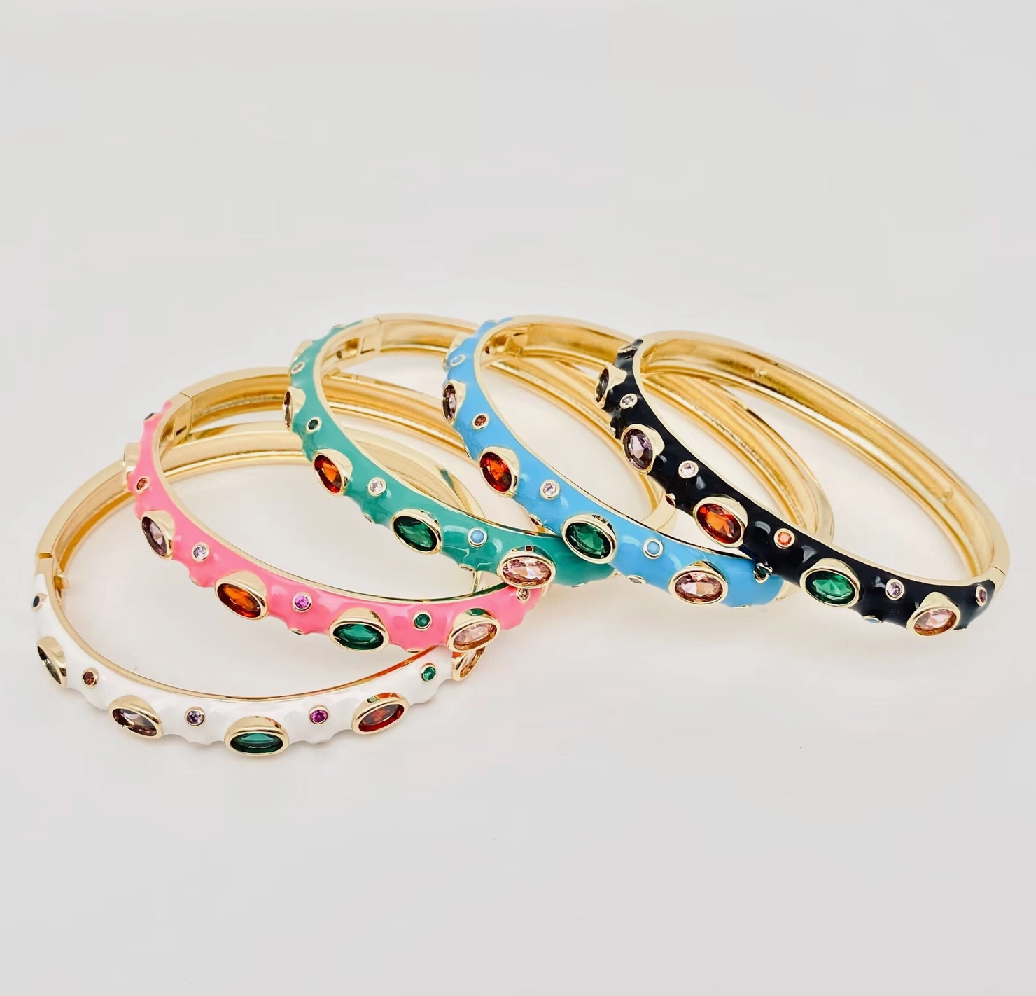 Inlaid Gold Plated Enamel Bangle