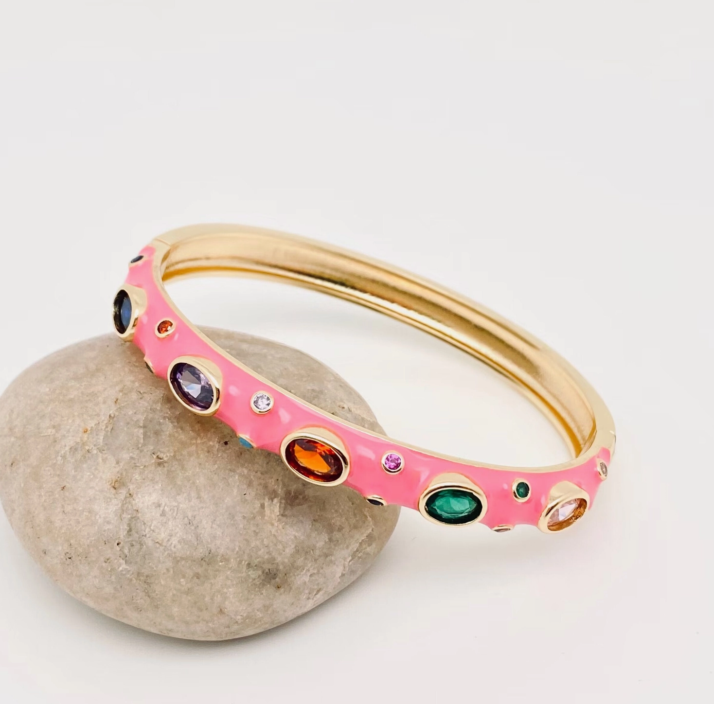 Inlaid Gold Plated Enamel Bangle