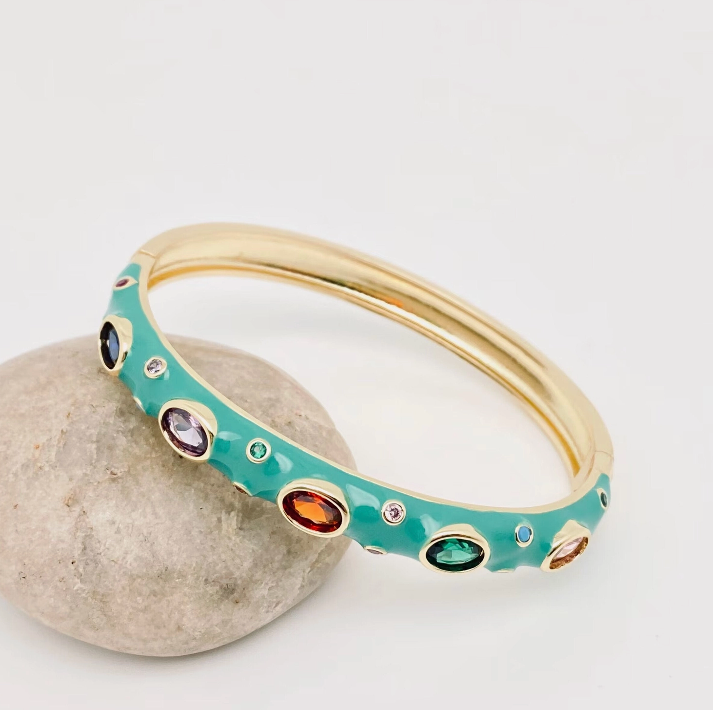 Inlaid Gold Plated Enamel Bangle