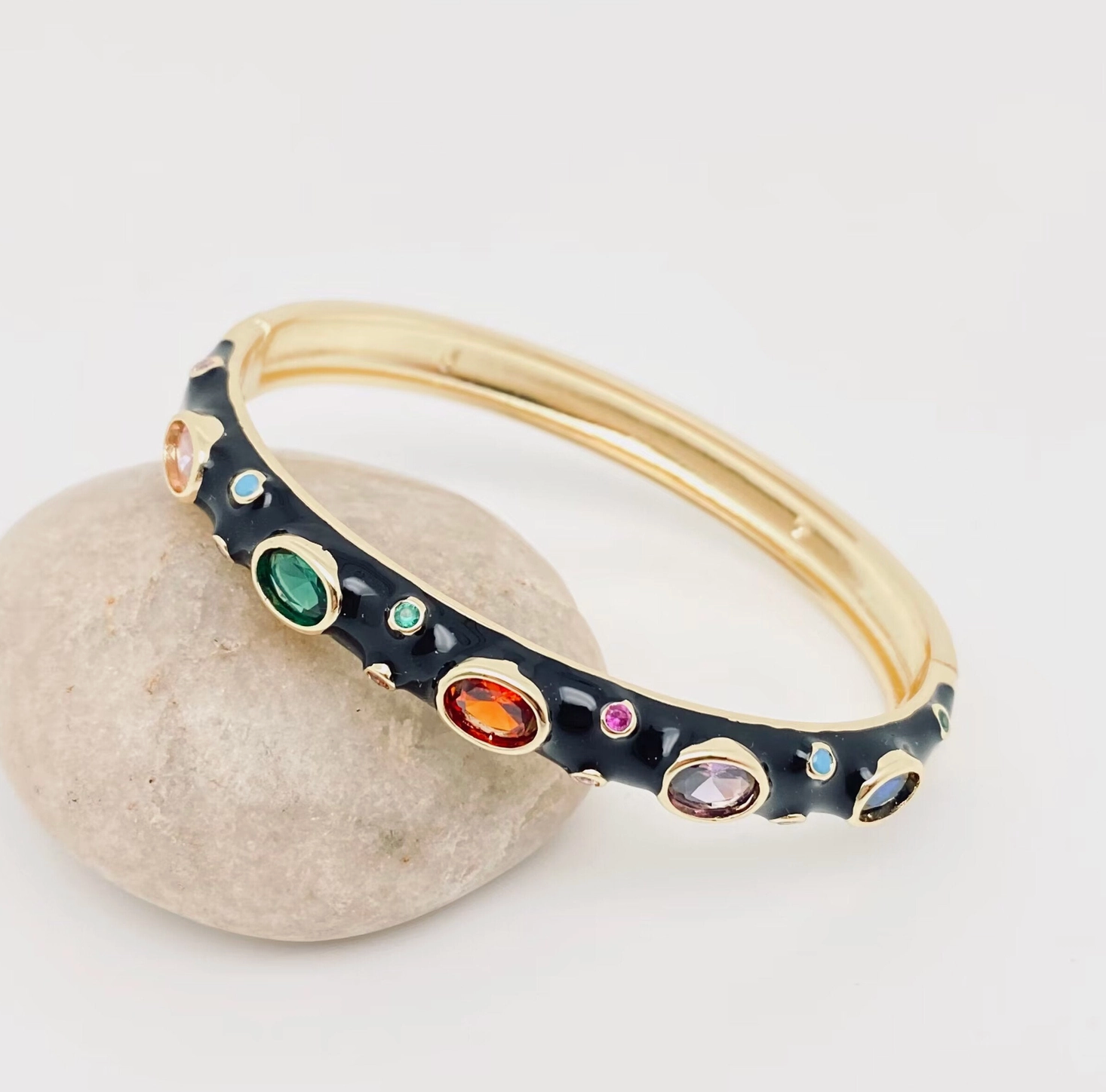 Inlaid Gold Plated Enamel Bangle