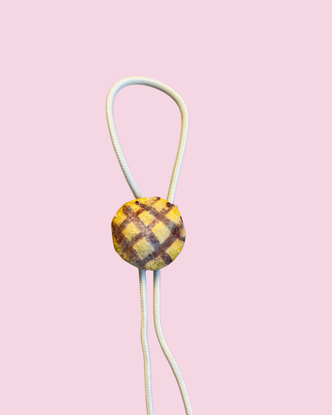Yellow Concha Bolo Tie on Pink Background