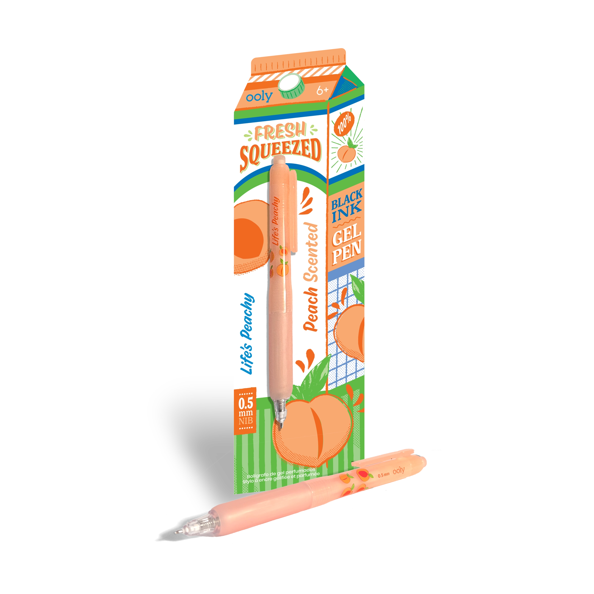 Fresh Squeezed Black Ink Scented Gel Pen - Peach
