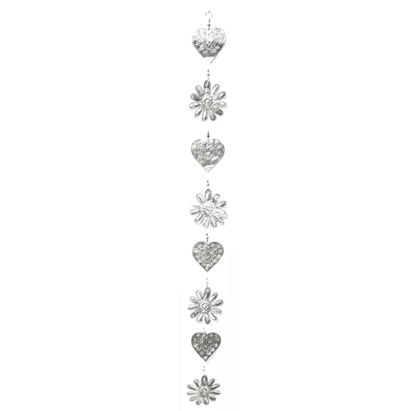 Tin Foil Flower and Heart Hanging