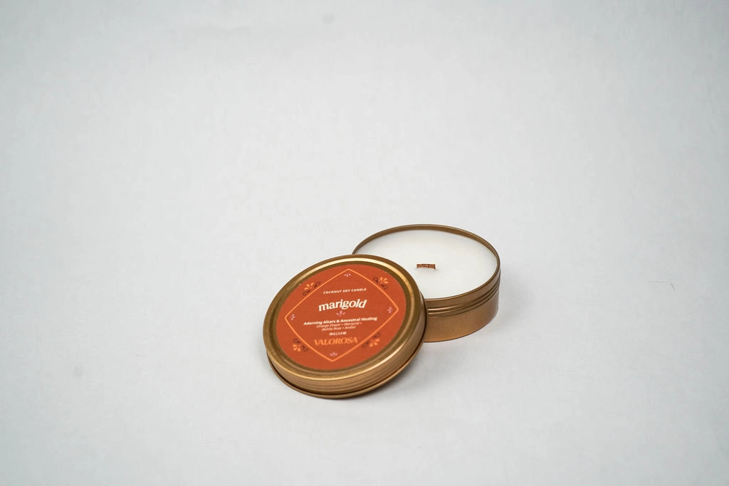 Marigold Candle Tin | Dia De Los Muertos Candle