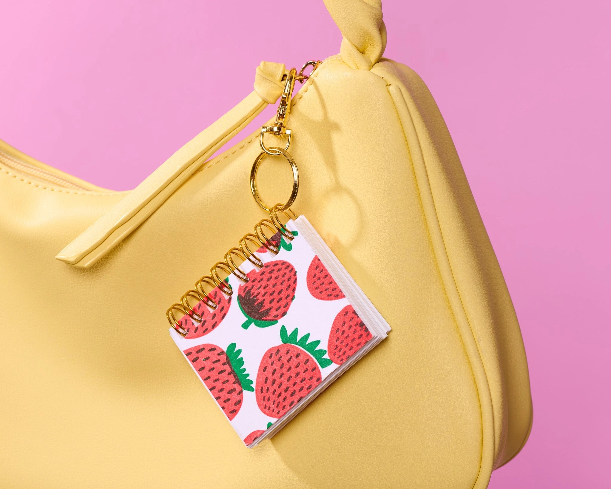 Mini Strawberry Notebook with Keychain