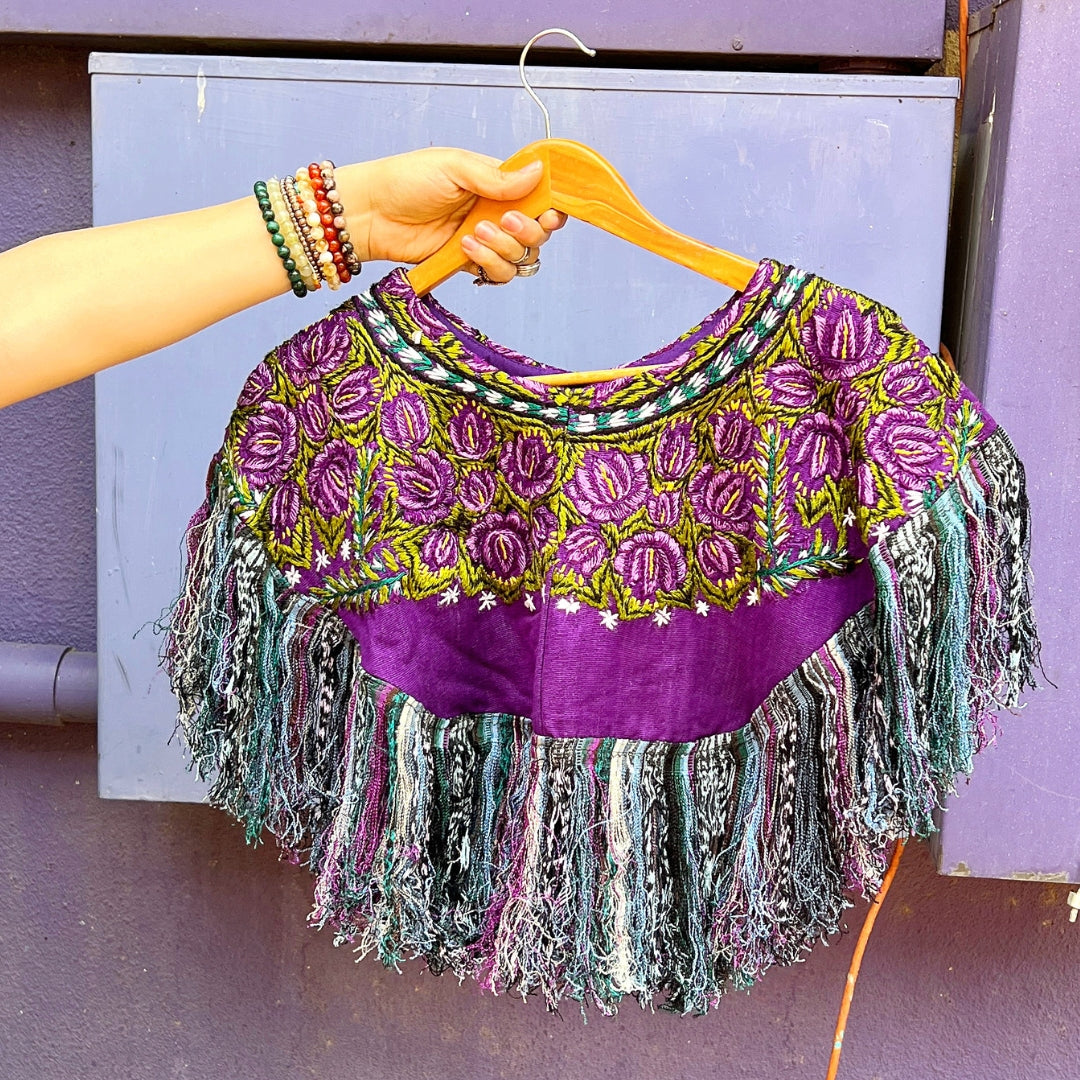 Embroidered Cape: Purple Florals