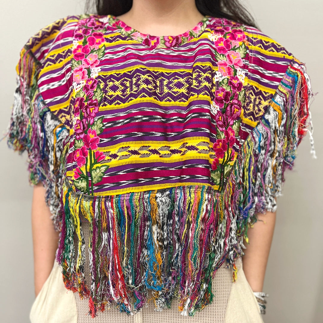 Embroidered Cape: Yellow Floral Band