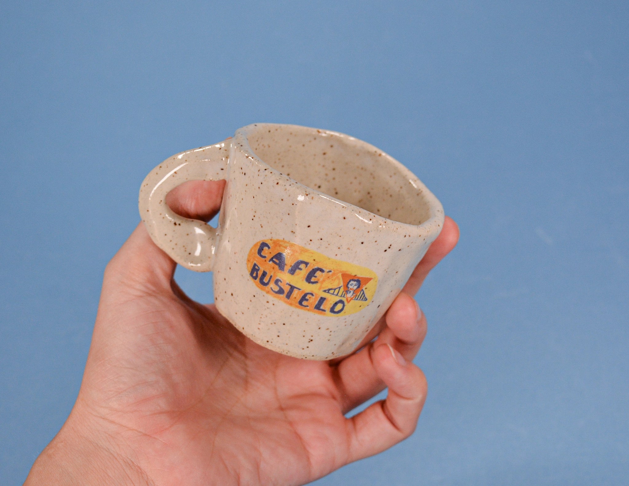 Handmade Café Bustelo Ceramic Espresso Cup 2-4 oz
