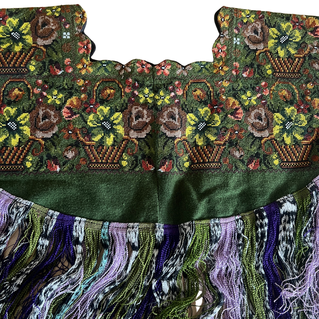 Embroidered Cape: Forest Flower Baskets