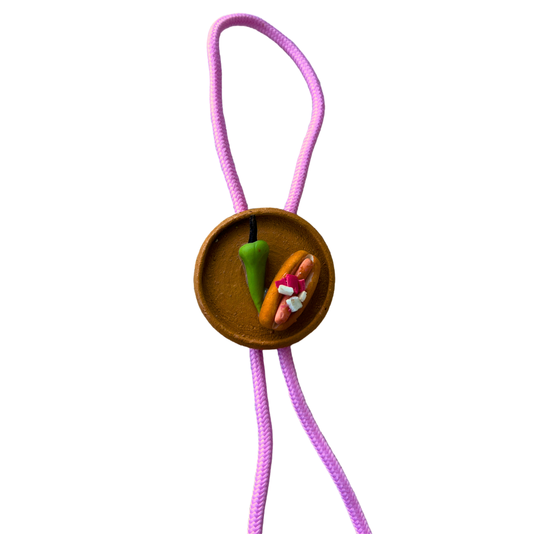 Hot Dog Plate Light Pink Bolo Tie