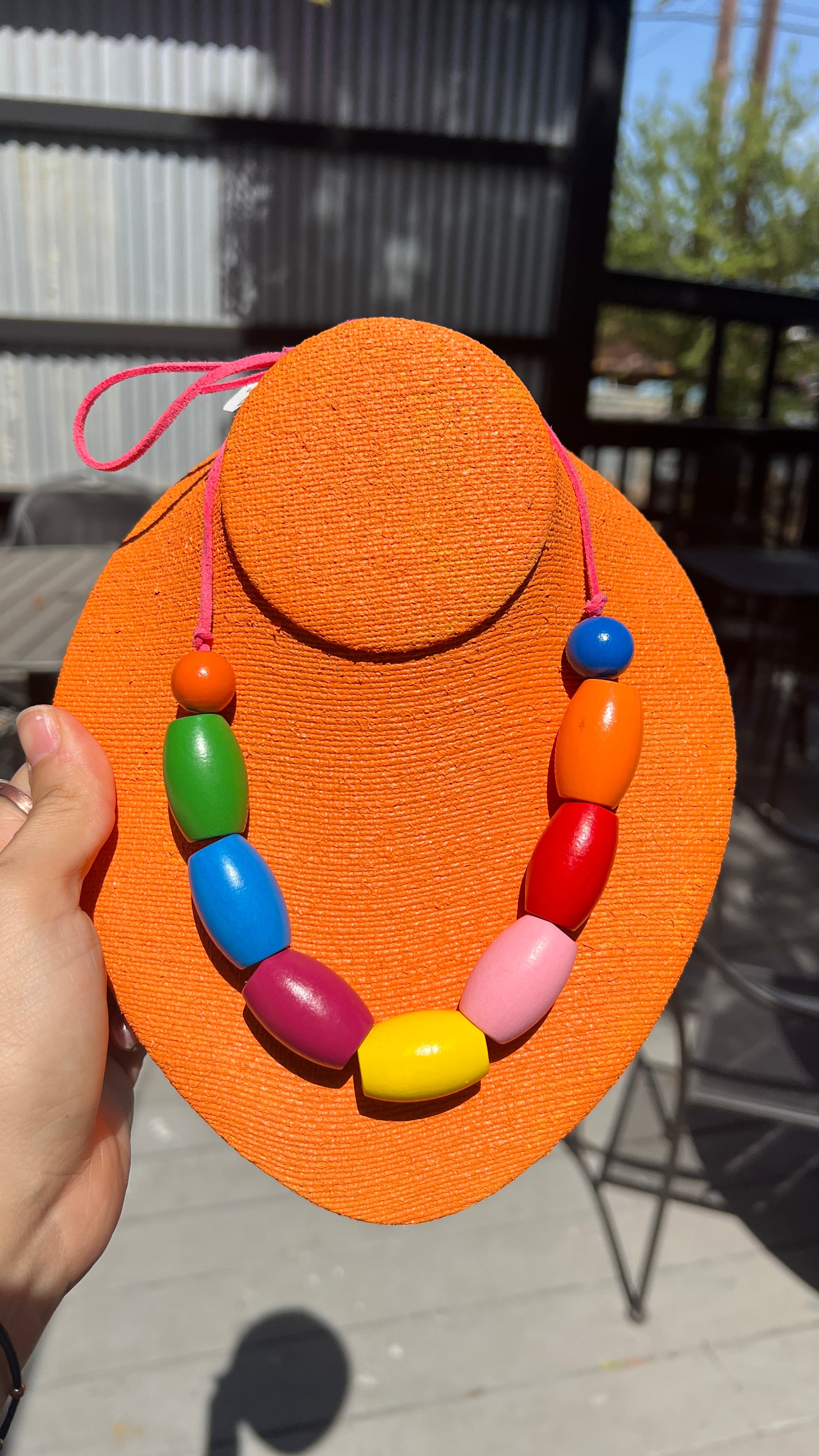 Chunky Beaded Tie Necklace
