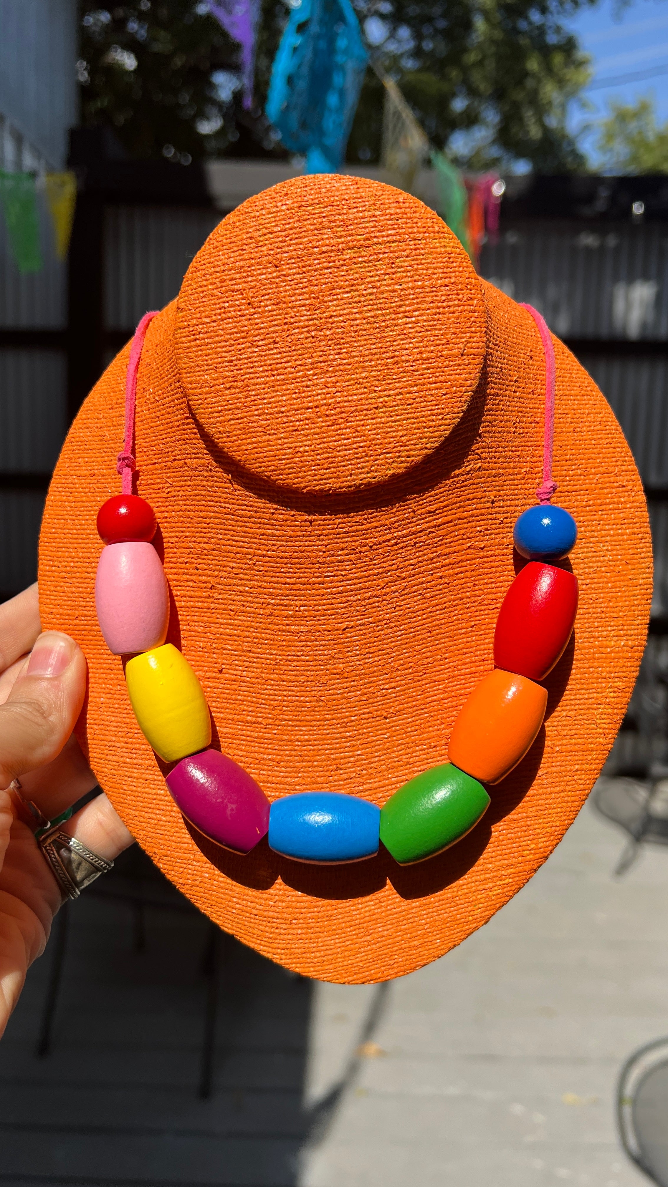 Chunky Beaded Tie Necklace
