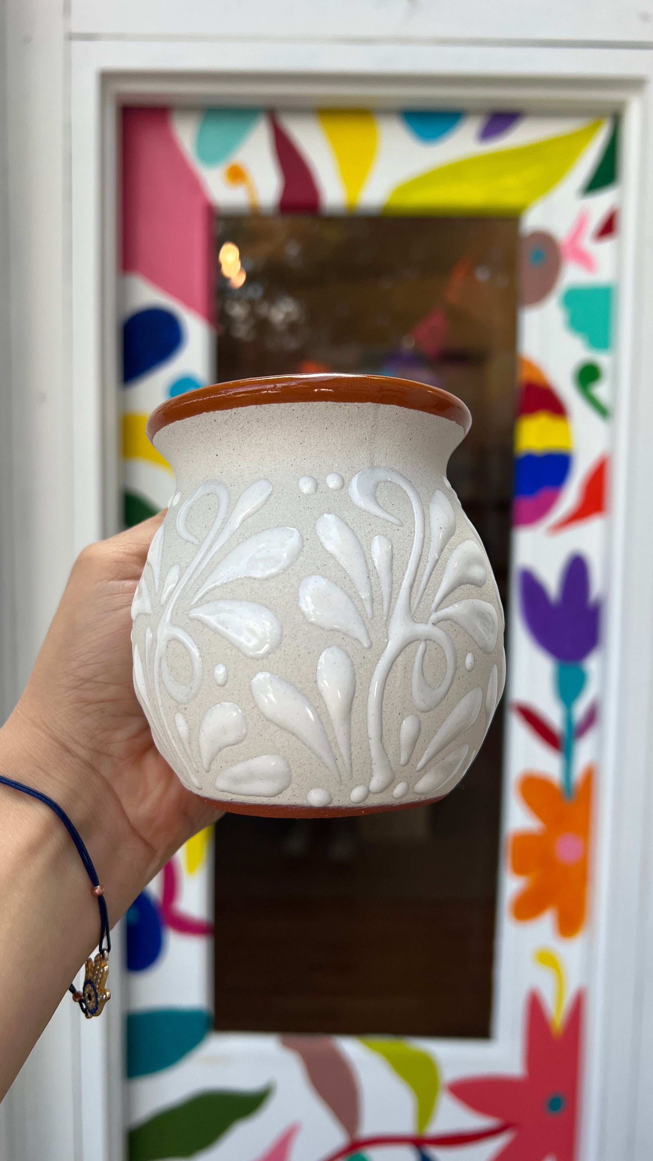 White on White Talavera Coffee Cup