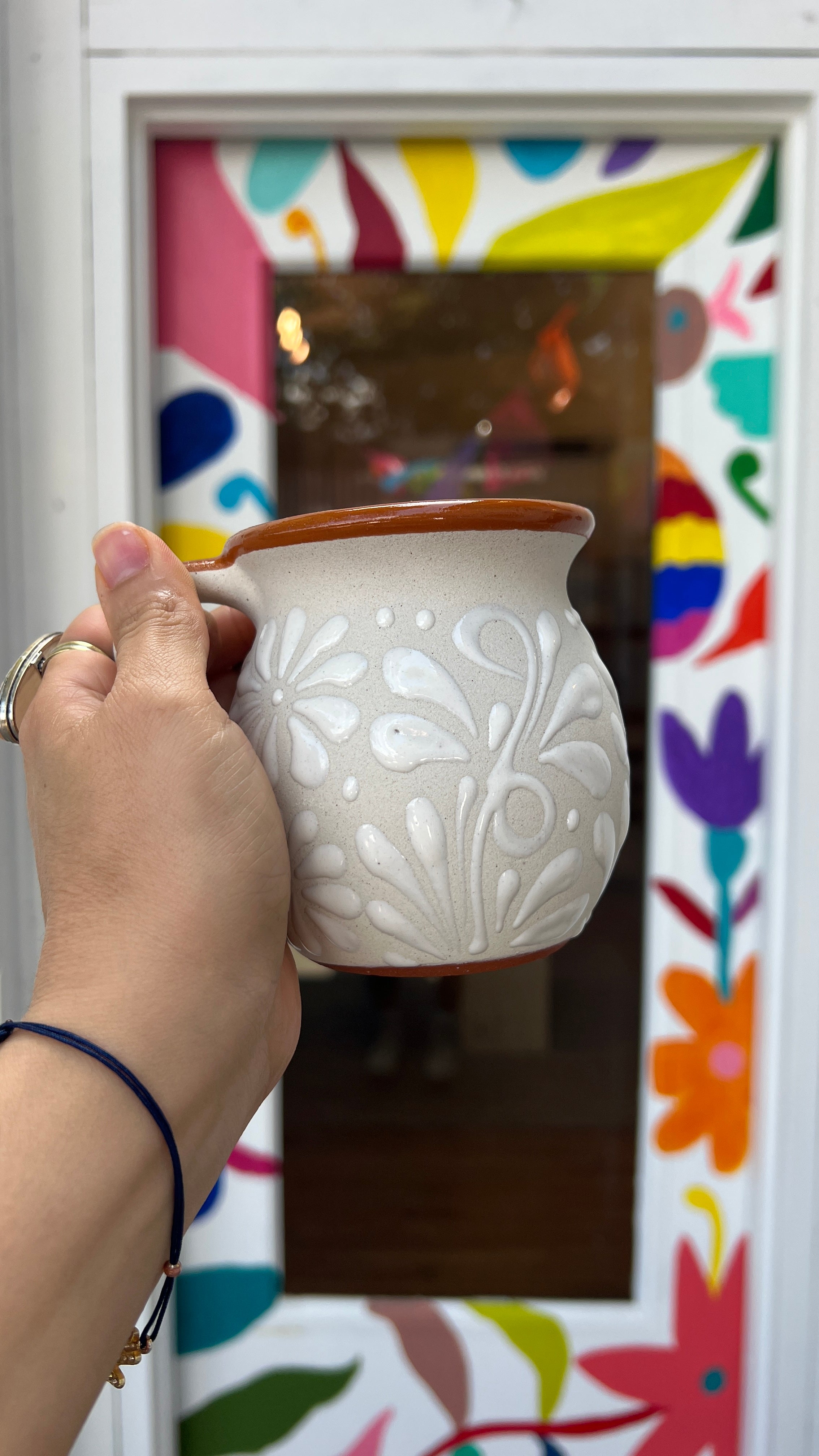 White on White Talavera Coffee Cup