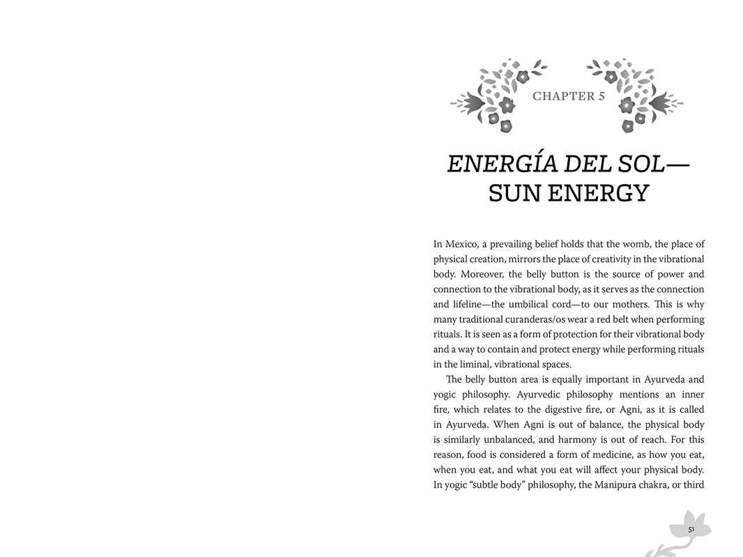 Book page with text on sun energy and a decorative title at the top