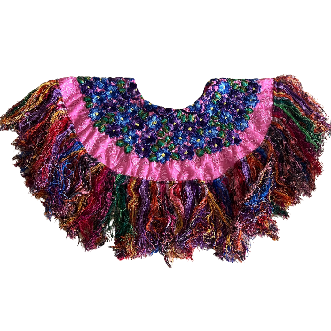 Embroidered Cape: Pink & Blue Beaded