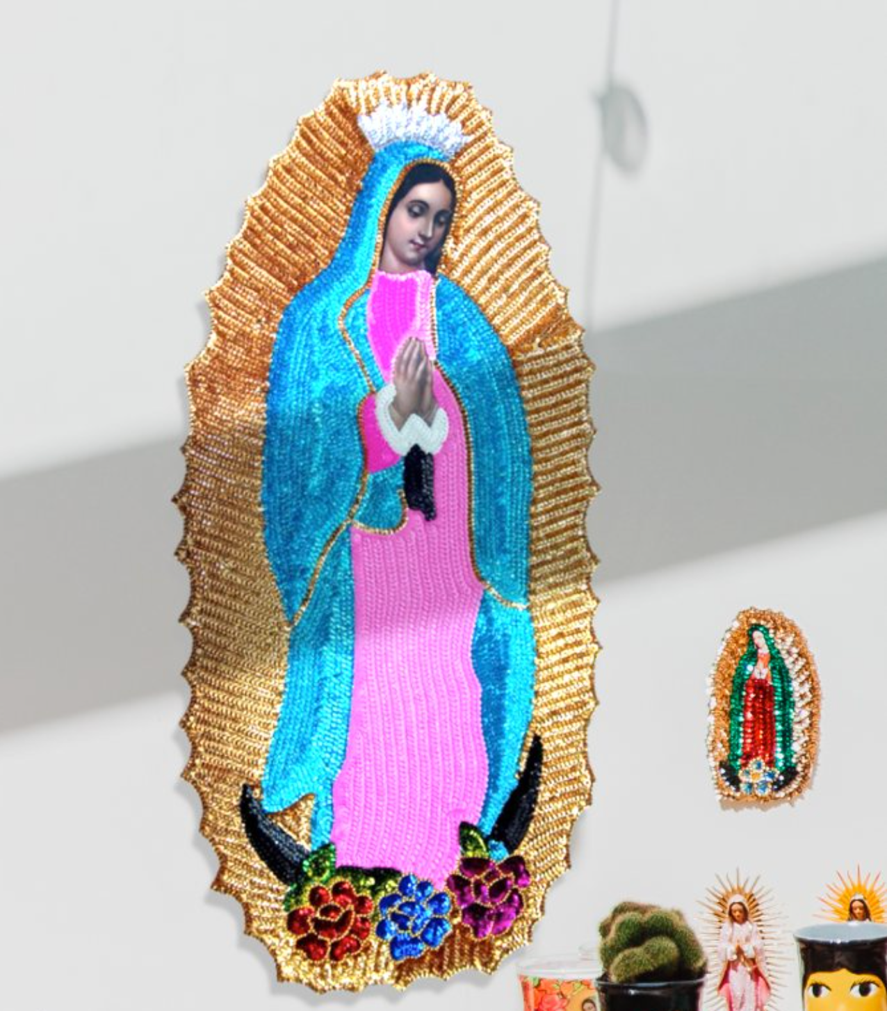 Large Sequin Virgin de Guadalupe Wall Icon