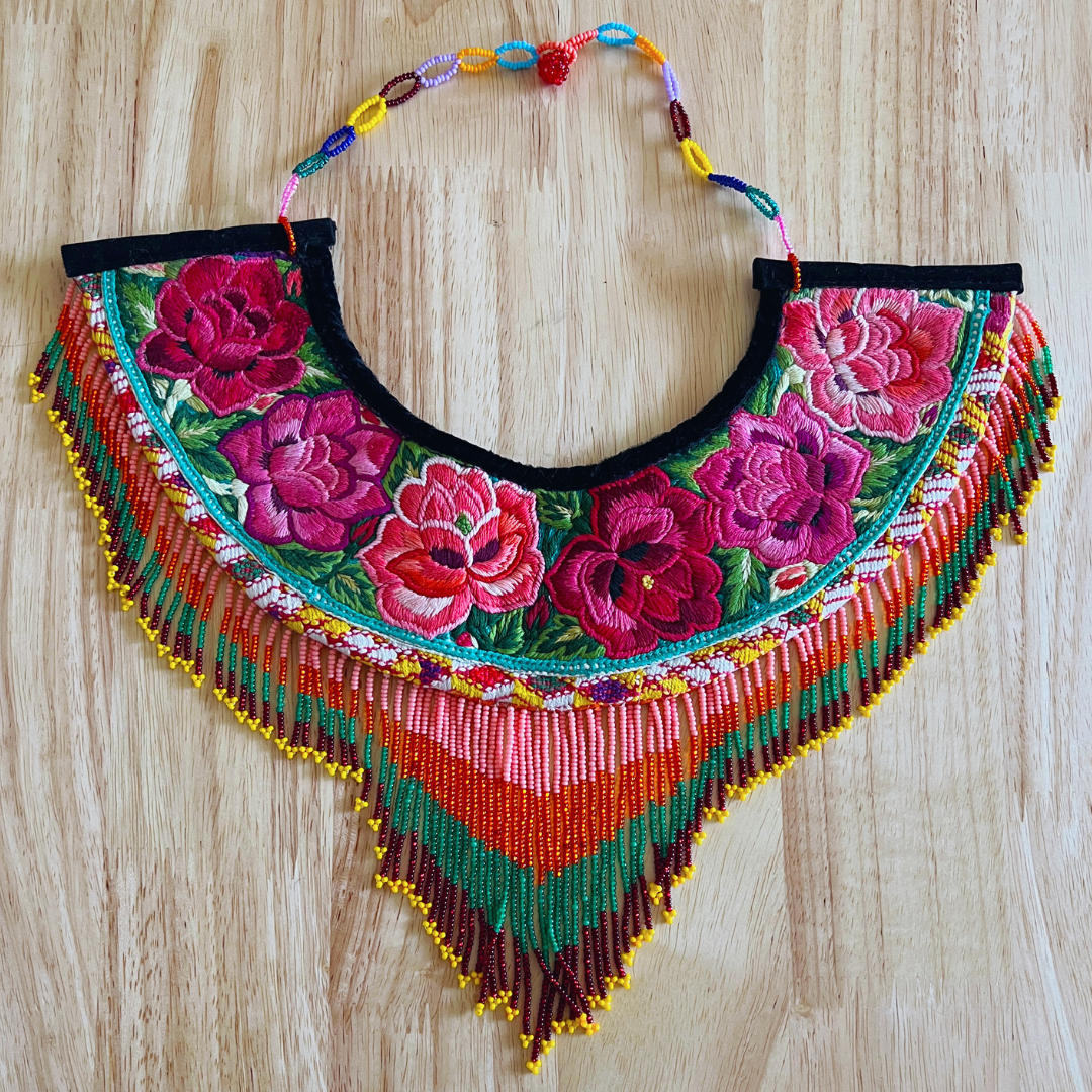 Pink Flowers Collar Necklace