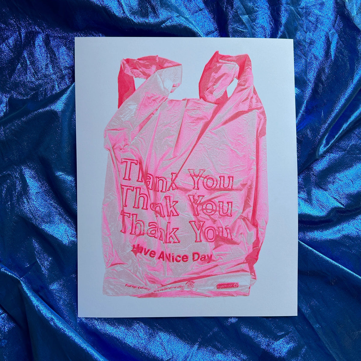 Pink Thank You Takeout Bag Risograph Print