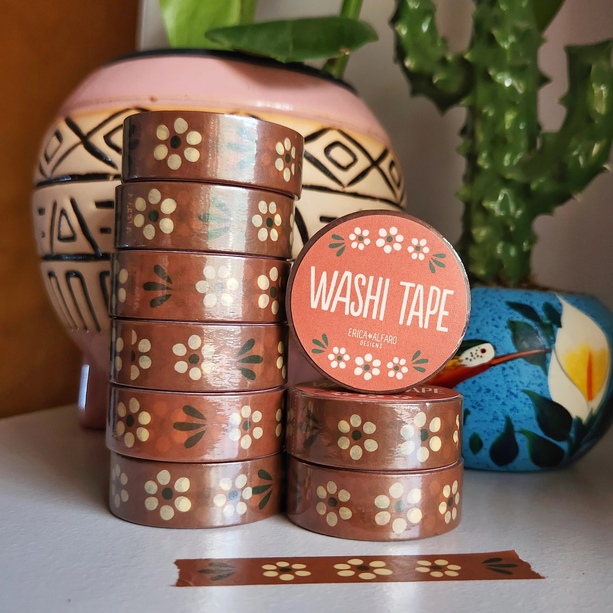 Terracotta Floral Mexican Washi Tape