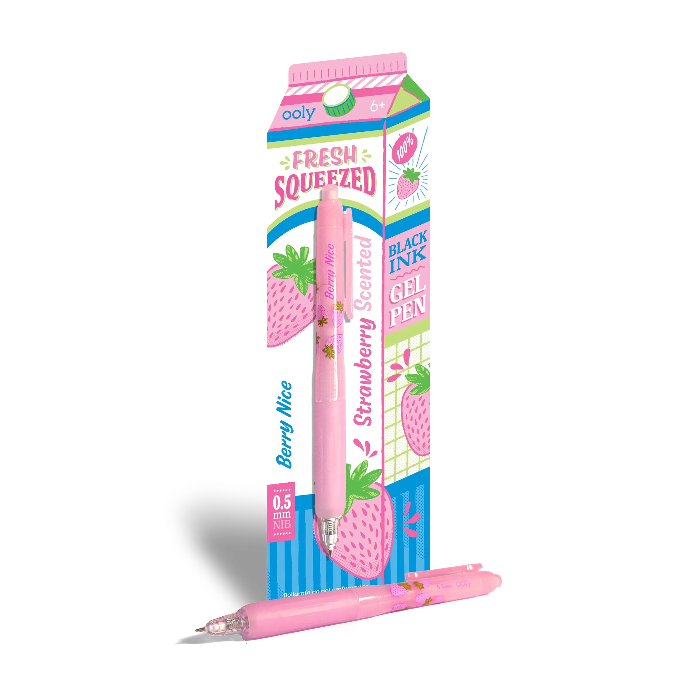 Fresh Squeezed Black Ink Scented Gel Pen - Strawberry