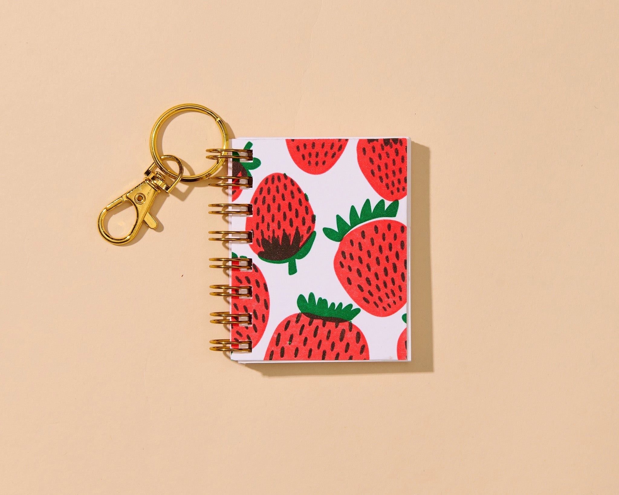 Mini Strawberry Notebook with Keychain