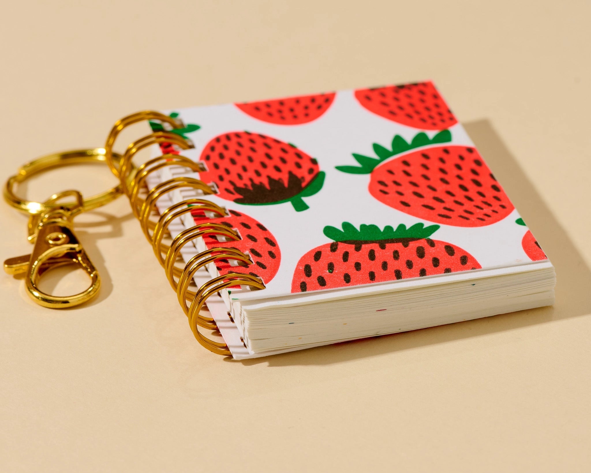 Mini Strawberry Notebook with Keychain