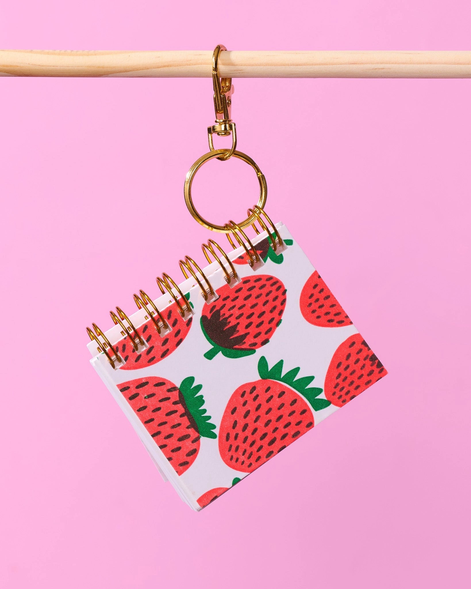 Mini Strawberry Notebook with Keychain