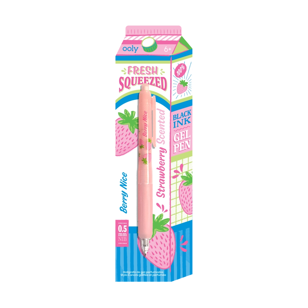 Fresh Squeezed Black Ink Scented Gel Pen - Strawberry