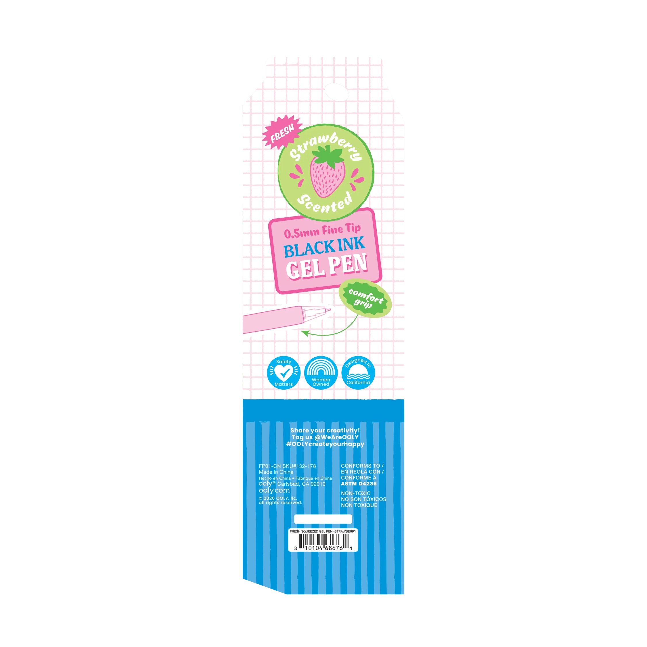 Fresh Squeezed Black Ink Scented Gel Pen - Strawberry