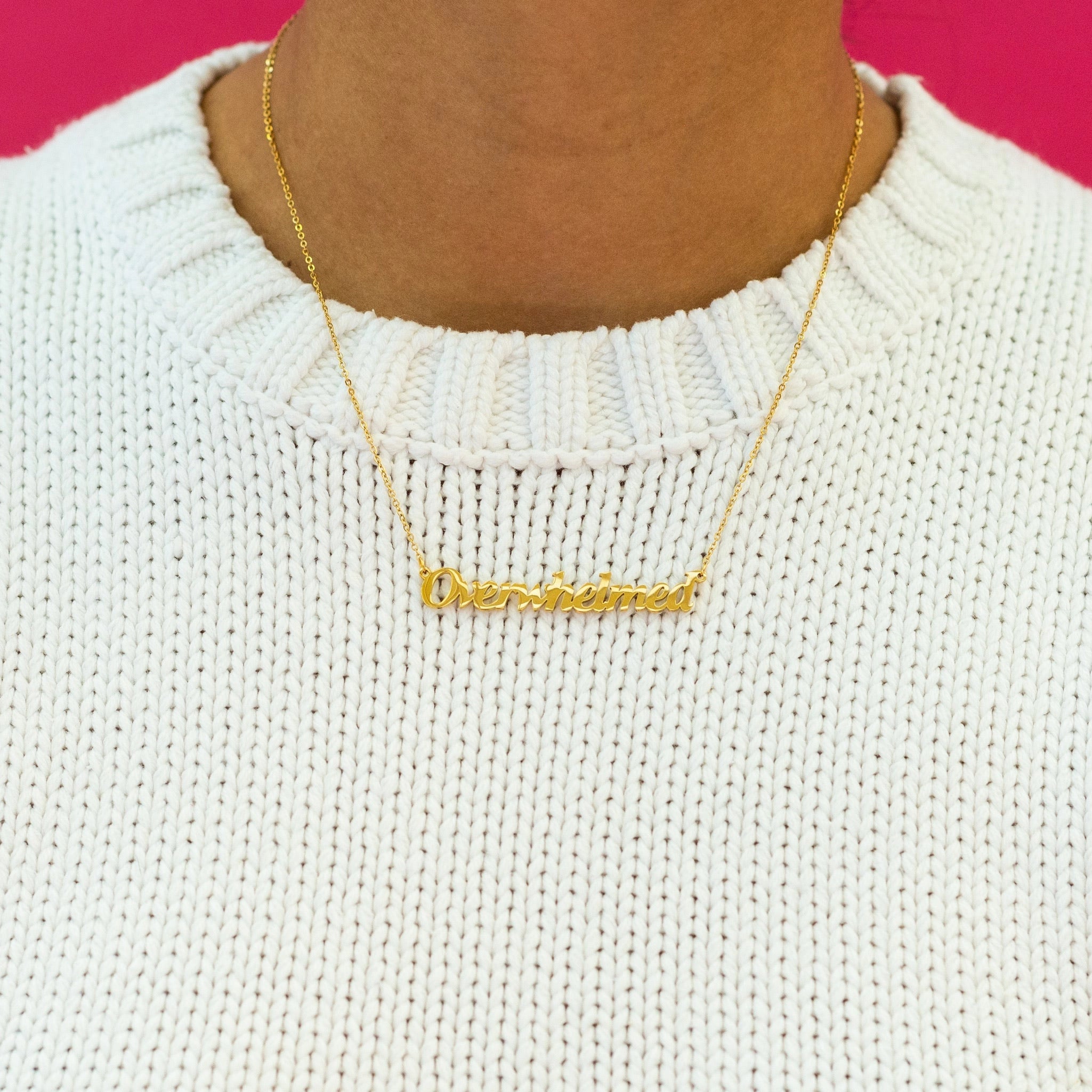 Overwhelmed Nameplate Necklace