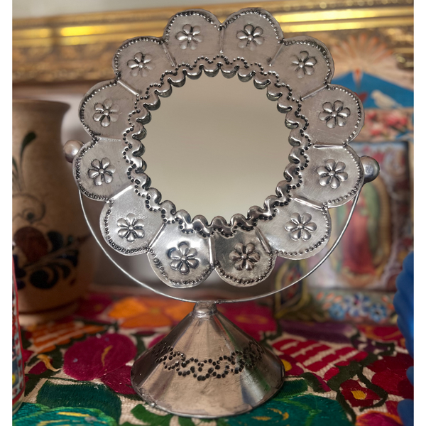 Silver Floral Mirror